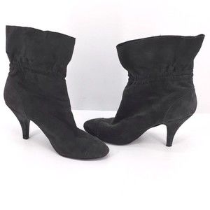 Nine West Grey Leather Upper High Heel Slouch Pull On Ankle Boots Size 9M